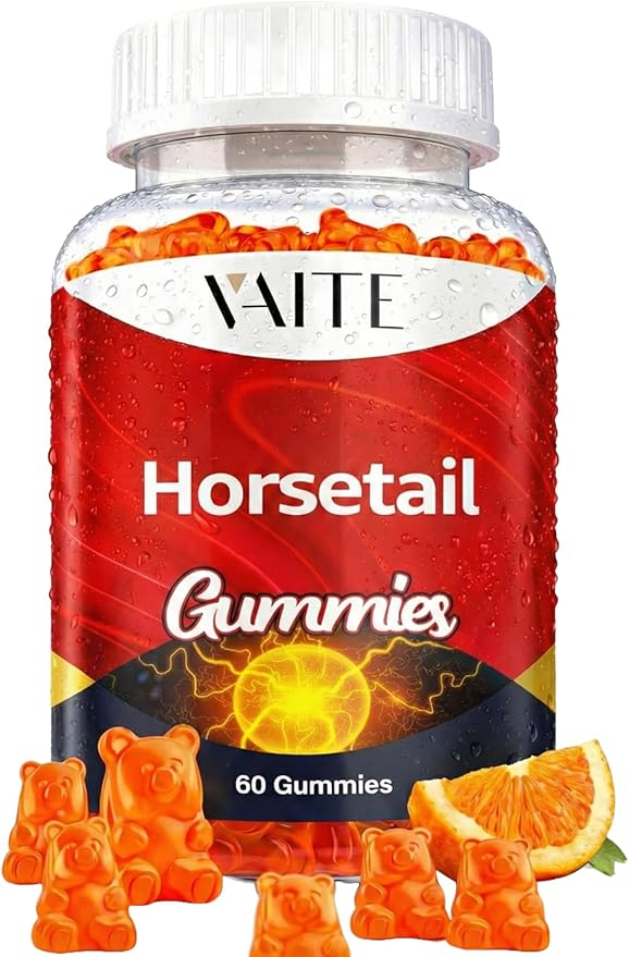 VAITE Horsetail Herb Hair Growth Gummies – Silica &amp Antioxidant Supplement with Horsetail Extract for Stronger Hair Skin &amp Nails Non-GMO Gluten-Free – Cola de Caballo Hierba – 60 Vegan Chew