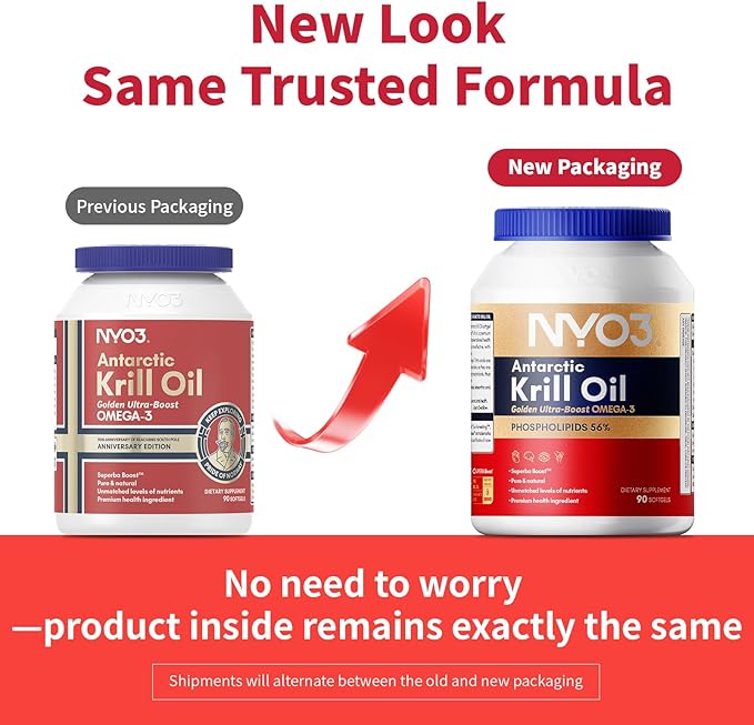 NYO3 1500mg Krill Oil Omega 3 Supplement Senior's Top Choice High Content EPA DHA &amp High Absorption Pure Antarctic Krill Oil with Astaxanthin and 56% Phospholipids Laboratory Tested90 Softgels