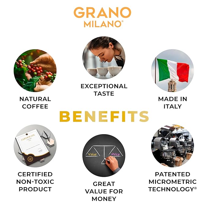 Grano Milano Brasile Coffee Capsules - 50 Aluminum Coffee Pods Compatible with Nespresso Original line100% Arabica Medium Roast - Intensity 7/12 Made in Italy
