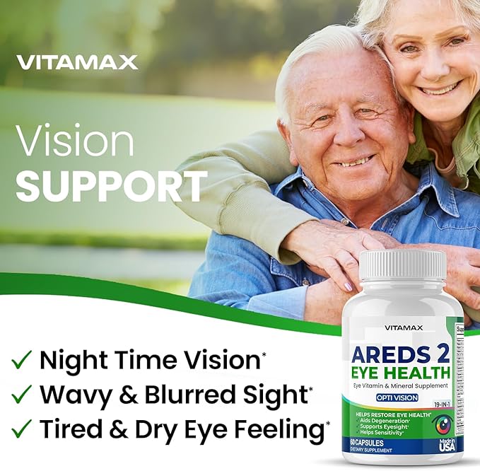AREDS 2 Eye Vitamins - Lutein Zeaxanthin Bilberry Astaxanthin Mineral Vision Supplement - Supports Eye Strain Dry Eyes Pressure and Vision Health - Made in USA - 120ct