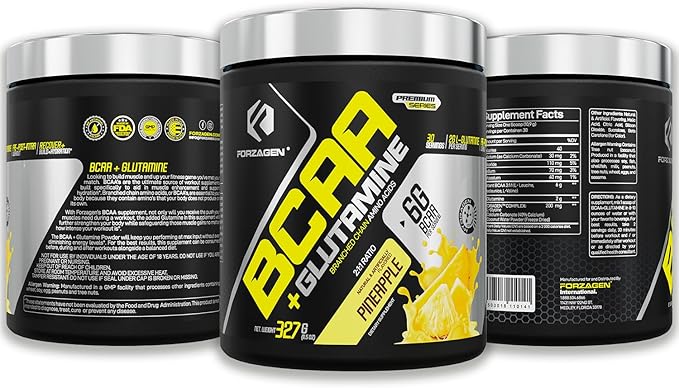 Forzagen BCAAS Amino Acids Powder with Glutamine BCAA Powder Branched Chain Amino Acids Supplements Powder BCAA Lean Energy Pre Workout - Post Workout Muscle Recovery Powder 30 Servings