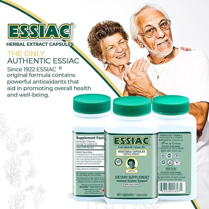 Essiac Tea All-Natural Herbal Extract Capsules – 60 Capsules | Powerful Antioxidant Blend to Help Promote Overall Health &amp Well-Being | Original Formula Since 1922 (Pack of 3)