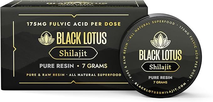 Black Lotus Pure Shilajit Resin 7g 100% Pure Natural Shilajit for Men &amp Women with Amino Acids 175mg Fulvic Acid 85 Ionic Trace Minerals per Serving Superfood for Immune Support Focus Energ