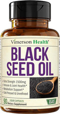 Black Seed Oil - Cold Pressed Black Seed Oil Capsules - Provides Vitamin E &amp Omega 3 6 9 - High Potency (1500mg) for Immune &amp Joint Support Antioxidants Digestion Hair Skin Nails - Vegan 90