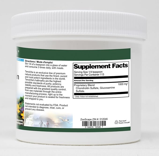 Terravita Glucosamine and Chondroitin Sulfate Powder (4 oz ZIN: 512046) - 3 Pack