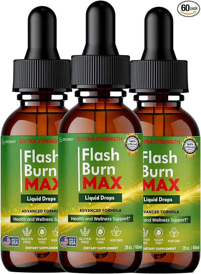 Flash Burn MAX Liquid Drops Extra Strength Advanced Formula 60 Servings 2 fl oz (3)