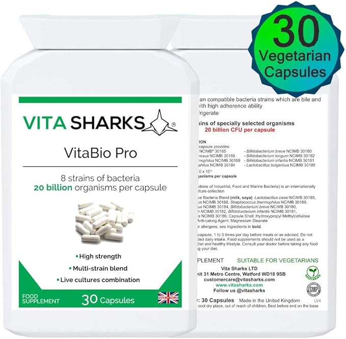 VitaBio Pro Multi Strain PROBIOTIC Supplement 20 Billion Good Bacteria PER Capsule | VITA SHARKS UK Supplement Manufacturer