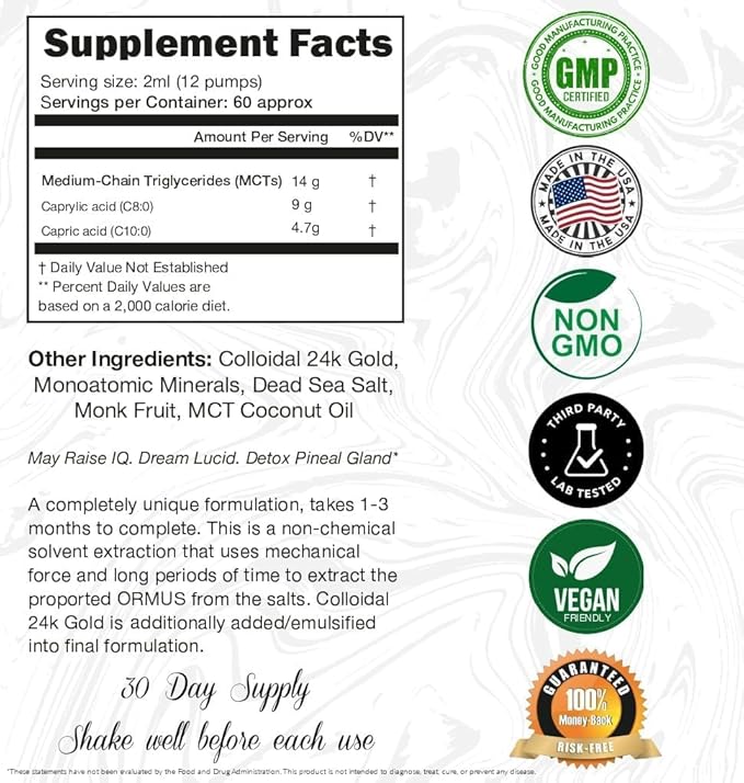 Ormus Oil + Ormus Powder + Ormus/Shilajit/Lions Mane Capsules