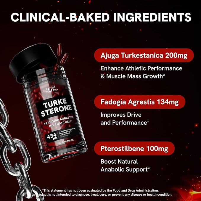 Organic Turkesterone Supplement for Men - Muscle Recovery &amp Growth with Organic Fadogia Agrestis Pterostilbene Ajuga Turkestanica | Complexed Turkesterone Powder | 240 Servings - 2 Packs