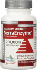 Serra Enzyme Serrapeptase Supplement - Clear Lungs and Sinuses Proteolytic Digestive Cleanse | 250000 IU - Maximum Strength | 90 Capsules