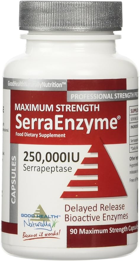Serra Enzyme Serrapeptase Supplement - Clear Lungs and Sinuses Proteolytic Digestive Cleanse | 250000 IU - Maximum Strength | 90 Capsules