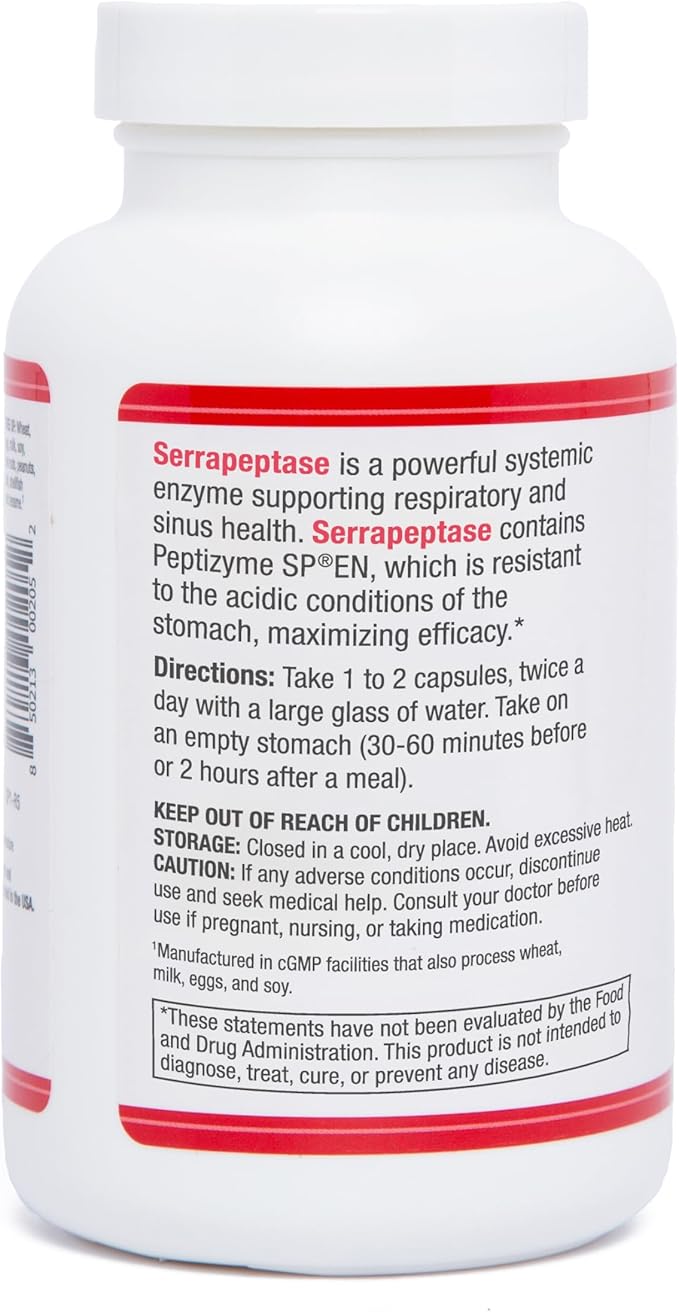 AST Enzymes Serrapeptase 80000 SPU – 120 Vegetarian Capsules - Premium Natural Systemic Enzymes – Acid-Resistant Serrapeptase