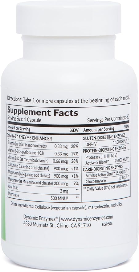Gluten Plus Advanced Digestive Enzymes – DPP-IV Enzyme Complex for Gluten &amp Casein Digestion – Helps Digest Wheat Barley &amp Rye – Supports Digestive Comfort – 60 Veg Capsules