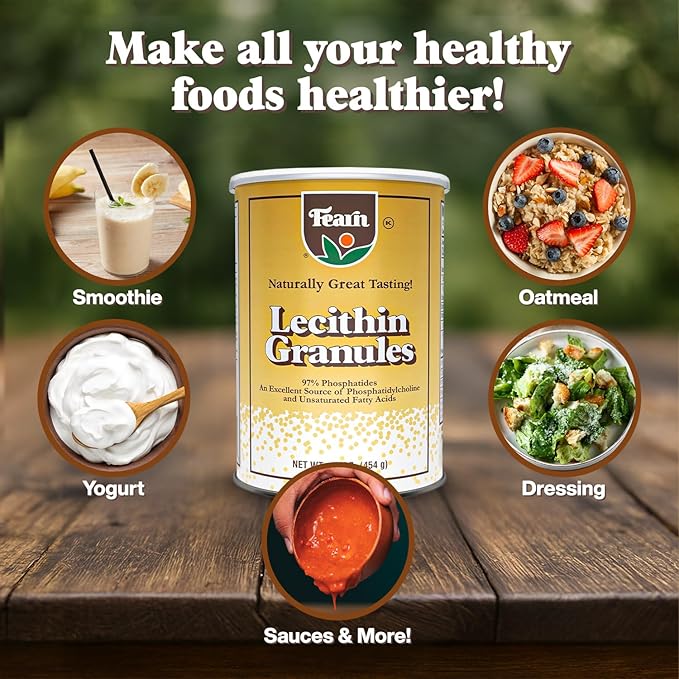Fearn Natural Foods Soy Lecithin Granules – Fat Emulsifier with Essential Nutrients for Health Improve Texture of Cakes Breads &amp DIY Gummies 16 Oz