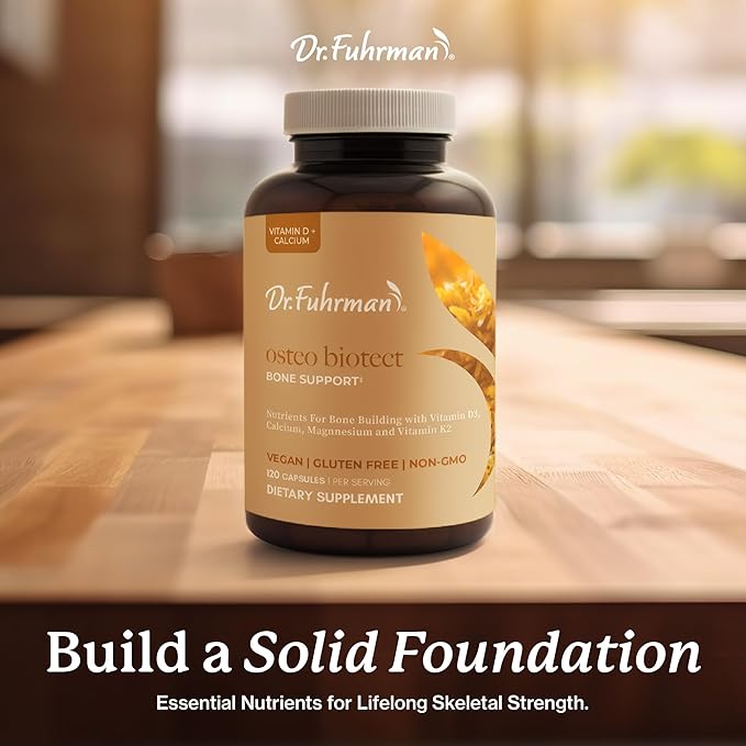 Dr. Fuhrman Osteo Bone Health Supplement | Wholefood Supplement for Women &amp Men | Vitamin for Bone Density | Organic Vitamin D3 Calcium Magnesium &amp K2 | Natural Ingredients | 120 Caps