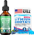 Liposomal L-Lysine Liquid + Lithium Orotate Gummies Bundle | Immune Support &amp Cognitive Health Supplement Combo for Adults &amp Kids