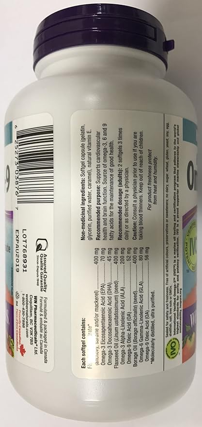 Webber Naturals Omega 3-6-9 Flaxseed Fish &amp Borage Oils 1200 mg 150 softgels Bonus Size