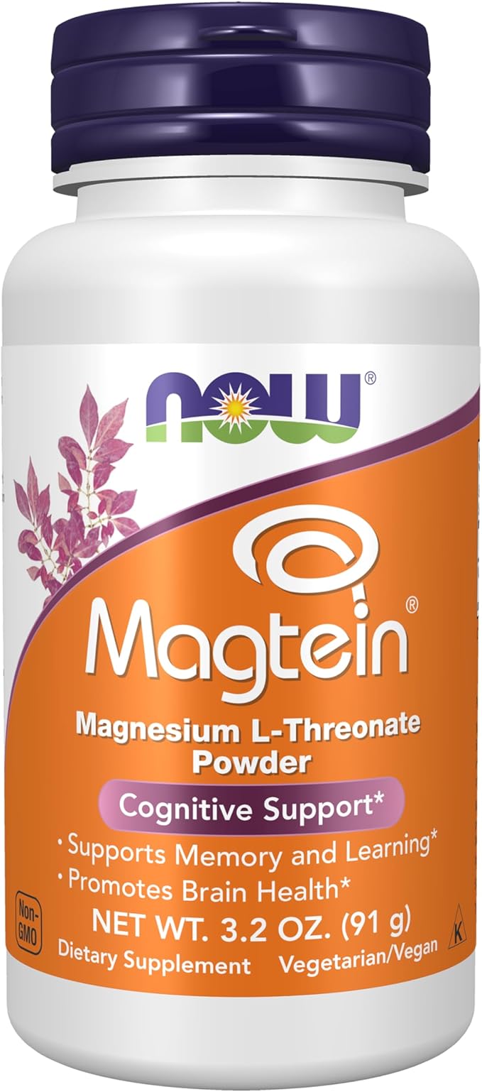 Now Supplements Magtein® with Patented Form of Magnesium (Mg) Cognitive Support* Powder 3.2 oz