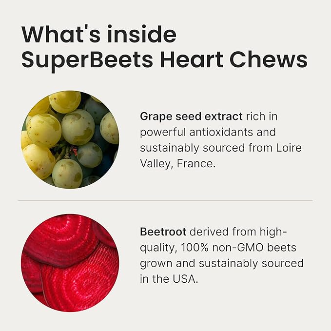 Humann SuperBeets Heart Chews &amp Memory + Focus Chews with Beet Root Powder and clinically Studied nootropics Nitric Oxide Support Mental Alertness 90 Count