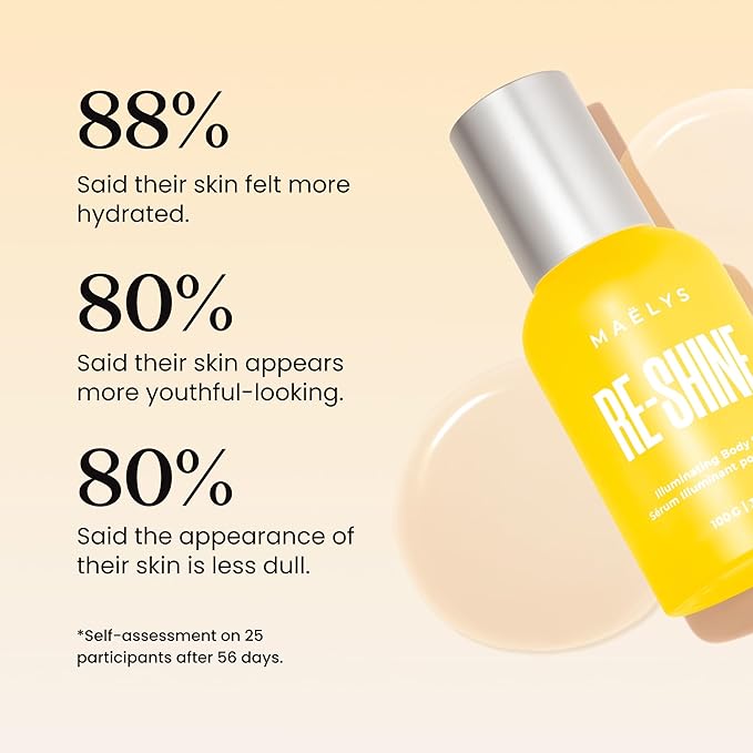 MAËLYS RE-SHINE Illuminating Body Serum with Hyaluronic Fusion and Sea Daffodil - Brightens the Look of Dark Spots and Evens the Appearance of Skin Tone (3.5 Fl Oz)