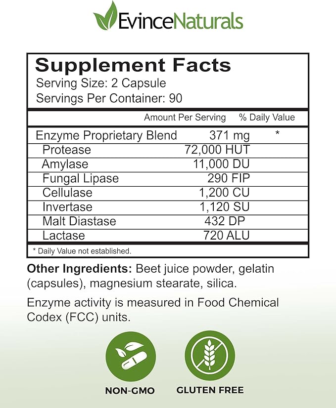 DigestPlus Digestive Enzymes - Plant-Based Enzymes for Digestion Support Helps Reduce Bloating &amp Gas - Pure Enzyme Formula for Nutrient Absorption - Digestion Supplement 180 Capsules