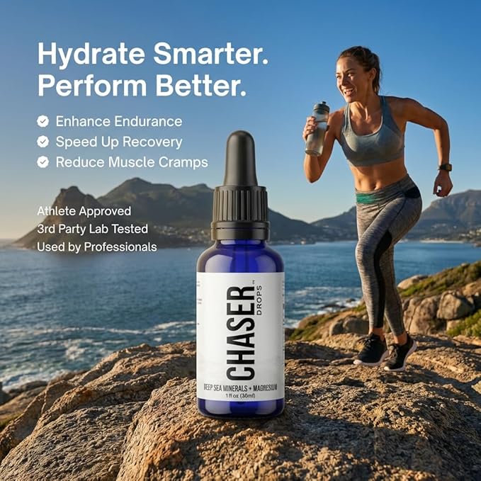Chaser Water Hydration Drops with Deep Sea Minerals Sugar-Free Electrolyte Concentrate Liquid Mineral Drops for Daily Hydration 30 Day Supply (1 oz)