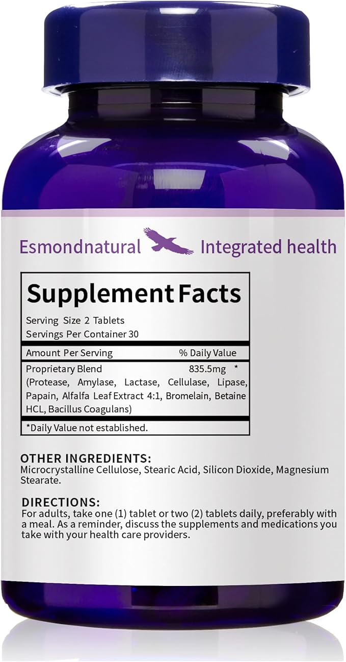 (3 Pack) Esmond Natural: Vegetarian Enzyme Complex (Supports Digestive Nutrient Absorption and Gut Health) GMP Natural Product Assn Certified Made in USA - 835.5mg 180 Tablets