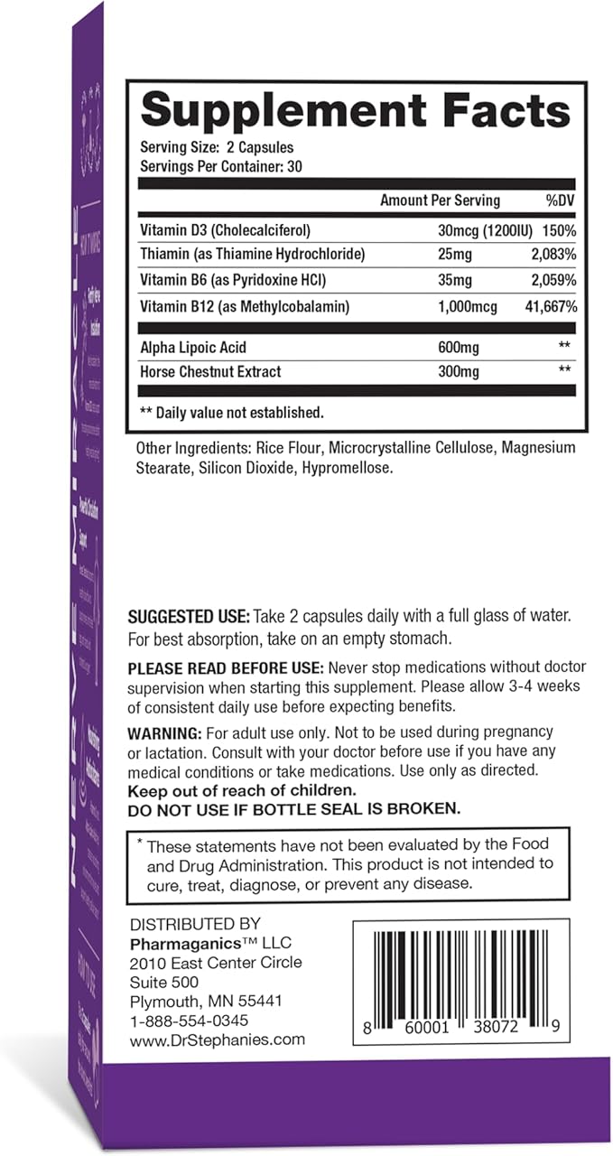Nerve Miracle Maximum Strength Supplement | Nerve Health Support | Legs Feet Hands Toes | Mega Dose of Alpha Lipoic Acid ALA &amp Vitamin B12