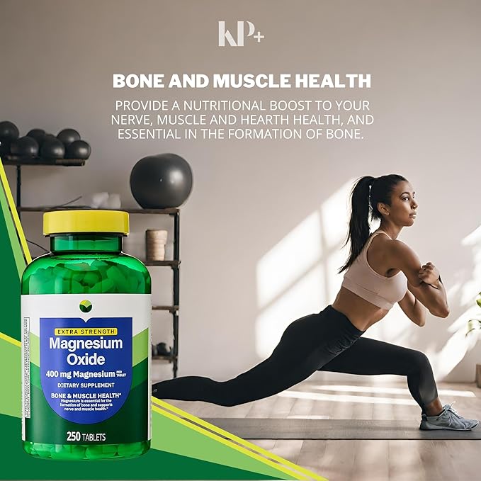 KP+ Magnesium Oxide 400 mg | 250 Tablets | Supports Bone Nerve &amp Muscle Health | Extra Strength Magnesium Supplement | Pack of 2