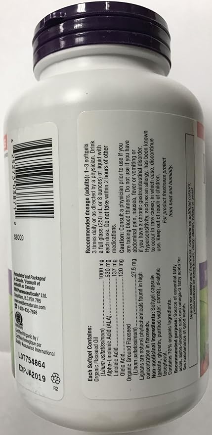 Webber Naturals Flaxseed Oil Cold Pressed 1000 mg 210 Softgels Bonus