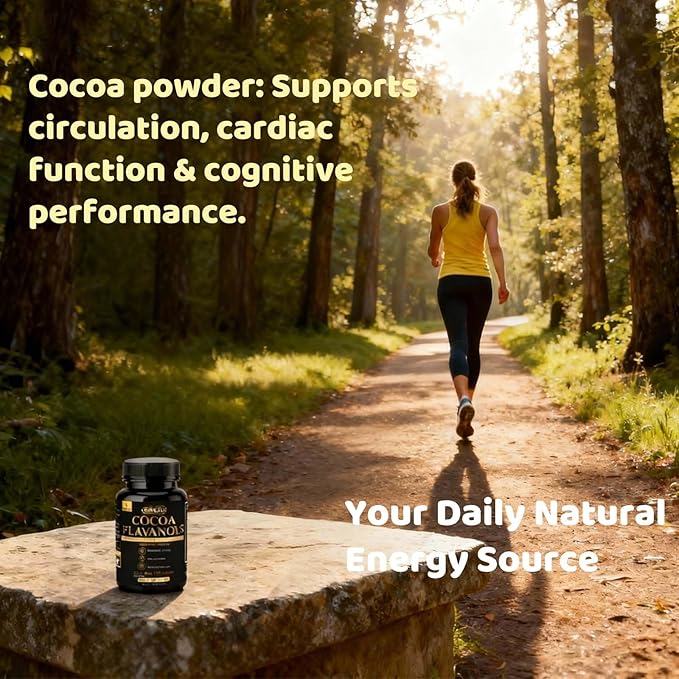 High Flavanol Cocoa Powder Supplement with 1200mg Flavanols &amp Flavonoids (600mg Epicatechin) for Heart Health Nitric Oxide Support &amp Energy 10X More Flavanols Than Regular Cocoa Powder (01)