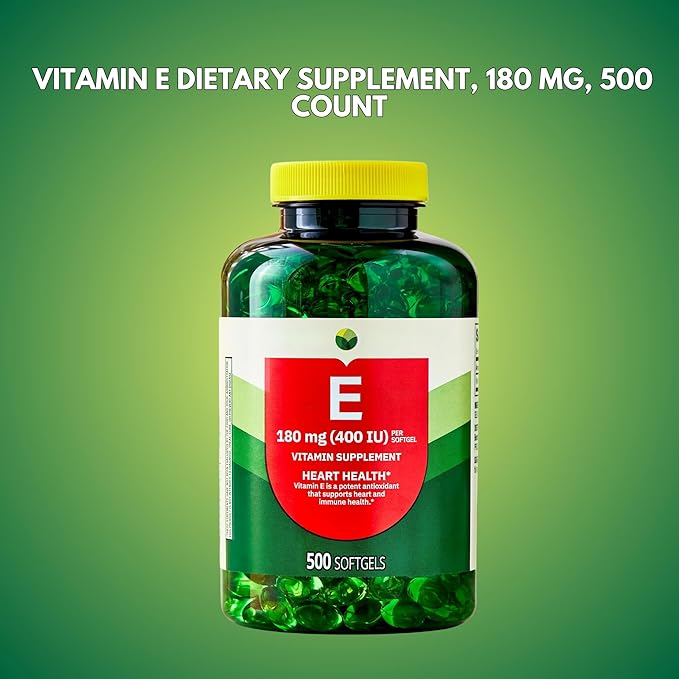 KP+ Vitamin E 180 mg (400 IU) | Heart &amp Immune Health | 500 Softgels | Gluten Free Dietary Supplement