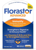 Florastor Select Immunity Boost Daily Probiotic &amp Immune Support Supplement for Women and Men Saccharomyces Boulardii CNCM I-745 Plus Zinc Vitamin C &amp D3 (30 Capsules)