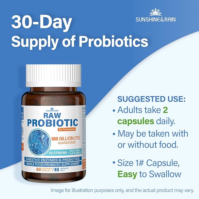 Raw Probiotics for Women &amp Men - 100 Billion CFU 35 Strains Organic Prebiotics &amp Natural Digestive Enzymes for Digestive Gut &amp Immune Health - Soy and Gluten Free Non-GMO 120 Vegan Ca