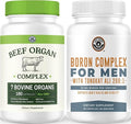 Left Coast Performance Boron Supplement for Men &amp Beef Organ Supplement - Testosterone Boosting Bundle for Men's Gut Health Energy Hormone Balance and Immune Support