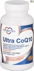 Ultra CoQ10 Coenzyme Supplement for Cardio Health 150 mg of CoQ10 - Ubiquinone - Per 2 Softgels w/Safflower Oil &amp Tocopherols 6X Better Absorption for Brain &amp Muscle Health 120 Softgels
