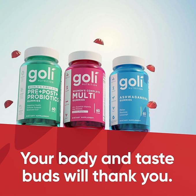 Goli Stress Less Glow More Digest Better Bundle - World's First 3-in-1 Pre Post Probiotic Women's Complete Multi All 13 Essential Vitamins Ashwagandha &amp Vitamin D Gummies Vegan