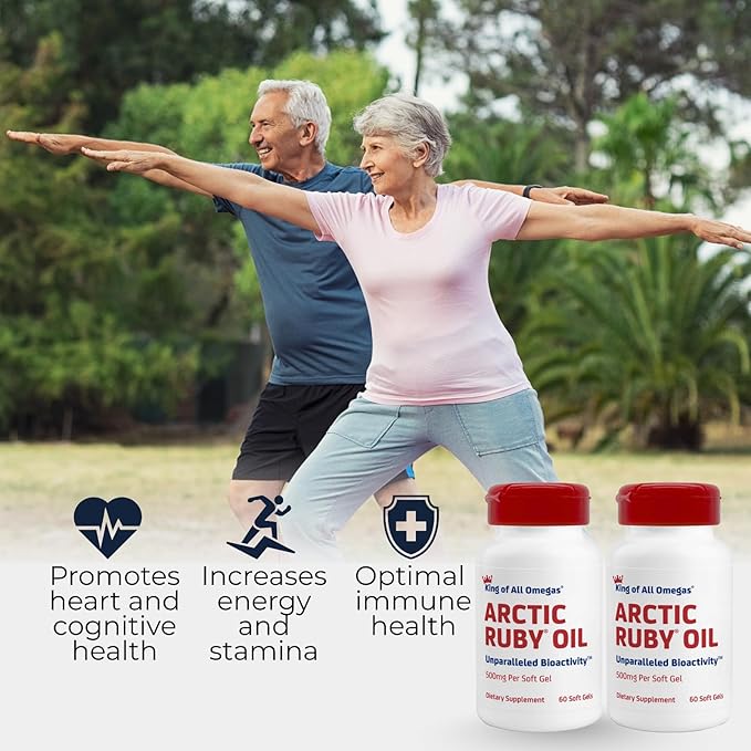 Arctic Ruby Oil - Omega 3 Supplement with Astaxanthin 2mg - Contains Essential Fatty Acids &amp Antioxidants - Supports Heart Brain Eye Skin Joint &amp Immune Health - 60 Softgels (2 Pack)