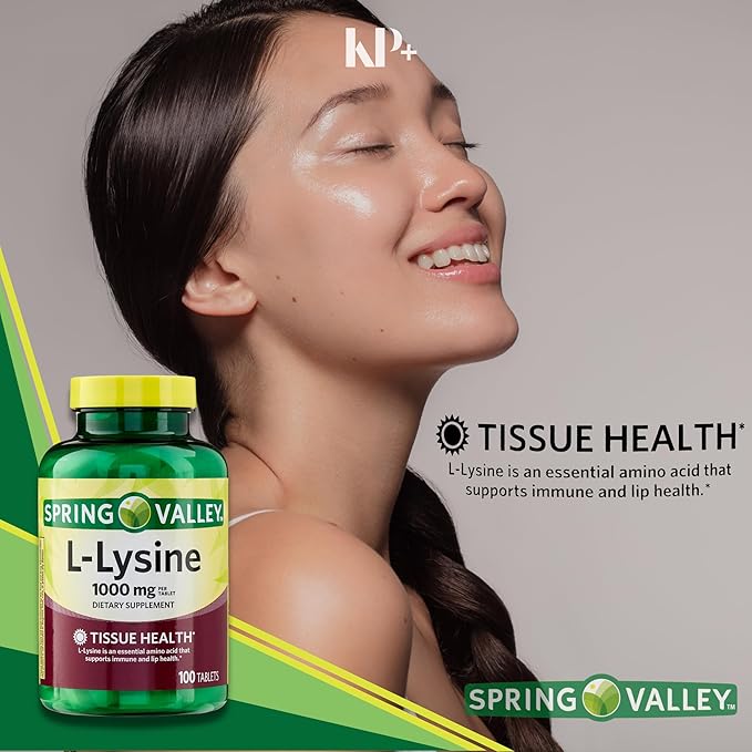 L-Lysine 1000mg Tablets Lysine Essential Amino Acid for Immune Support Collagen Formation and Skin Health High Potency Lysine Supplement 100 Count Gluten-Free