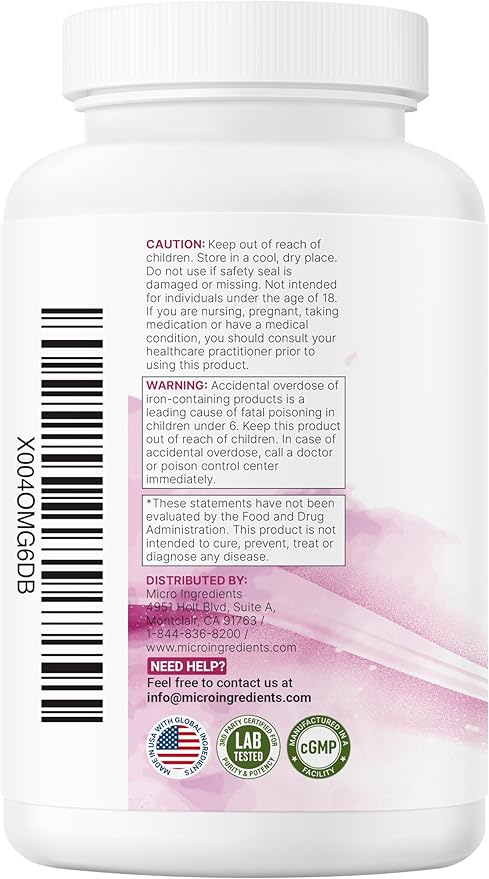 Micro Ingredients Prenatal Vitamins for Women | 38-in-1 with Folate DHA Choline Iron Probiotics Inositol &amp Vitamin C D B Complex | No Fillers | 240 Veggie Capsules