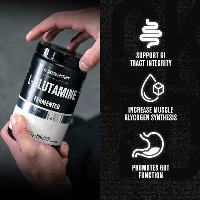 Jacked Factory Creatine Monohydrate Powder 425g 85 SV &amp L-Glutamine Supplement 500g 100 SV - No Artficial Fillers Unflavored