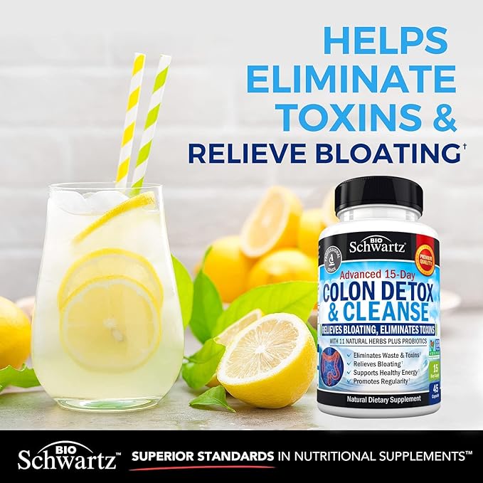 BioSchwartz 15 Day Cleanse for Colon and Gut Health Plus Cold Pressed MCT Coconut Oil Capsules (2 Month Supply)