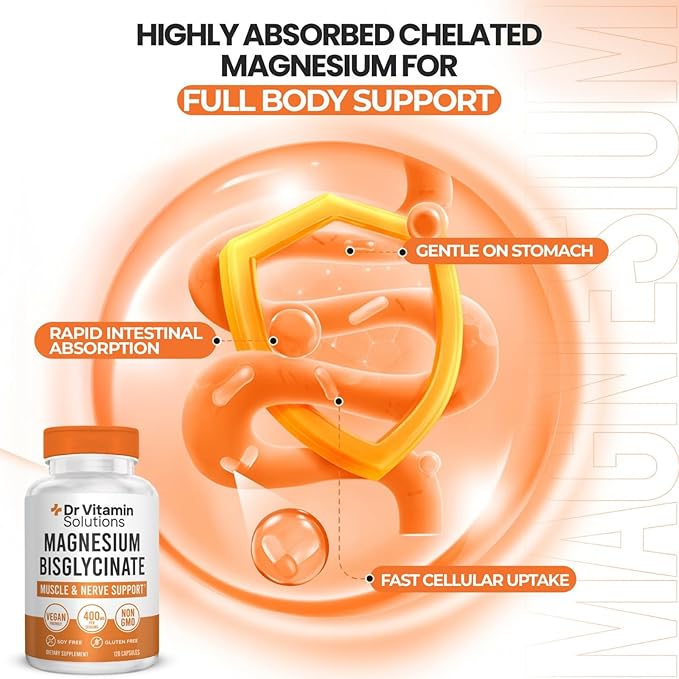 Magnesium Glycinate 400mg (Buffered Magnesium Bisglycinate Chelate) | Albion® Chelated Magnesium for Muscle &amp Nerve Support + Calm | High Absorption Gentle on Stomach | Non-GMO 120 Vegan Capsule