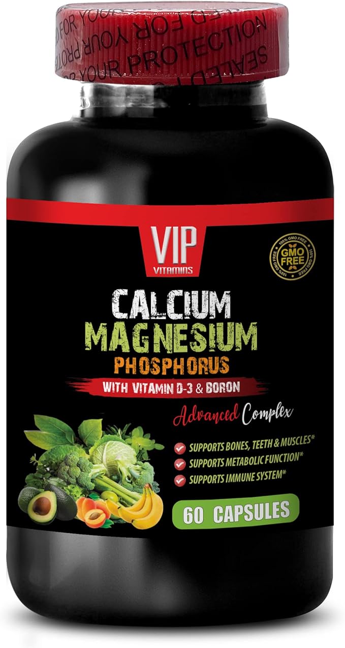 Bone and Joint Vitamins - Calcium Magnesium Phosphorus with Vitamin D-3 and Boron Advanced Complex - Phosphorus Magnesium Calcium Magnesium Supplement Calcium Magnesium Potassium 1 Bot 60 Capsules