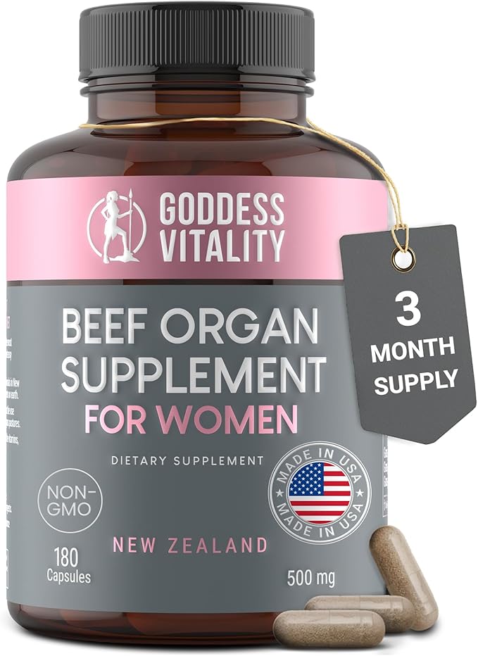 Beef Organ Supplement for Women | Supports Hormone Balance | Ovary Uterus &amp Reproductive Nourishment + Liver Kidney &amp Heart for Cycle Harmony Mood Ease &amp Feminine Energy | 90 Day Supply