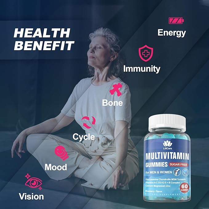 Methylated Multivitamin for Men/Women Gummies Mens/Womens Multivitamin 50 Plus with Glucosamine Chondroitin MSM Echinacea Sugar Free Chewable Multi Vitamins B D3 K2 A C E for Adults Seniors 120 Cts