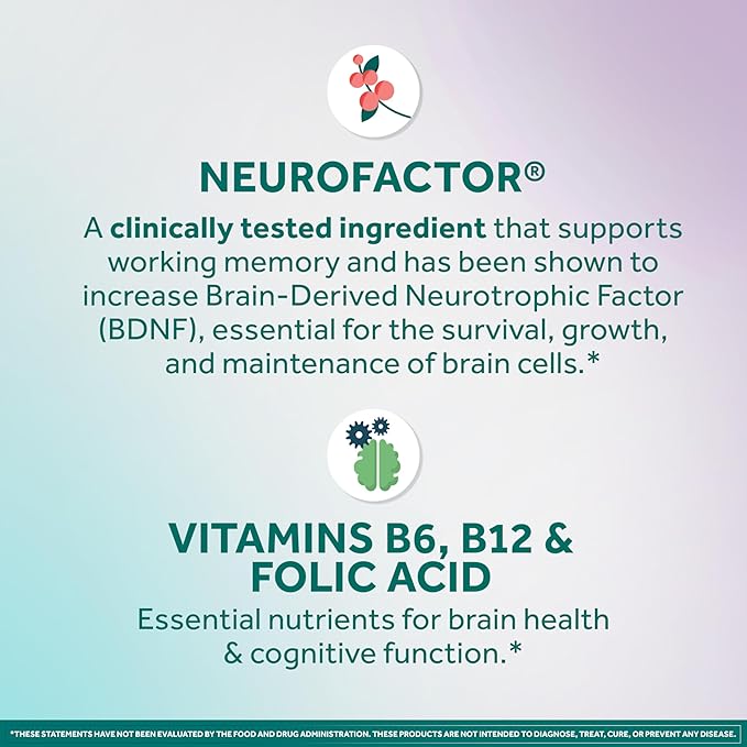 NEURIVA Memory 3D Brain Supplement - Decaffeinated Nootropic Capsules for Memory Focus &amp Cognitive Function - Short Term Long Term &amp Working Memory Support - 50ct