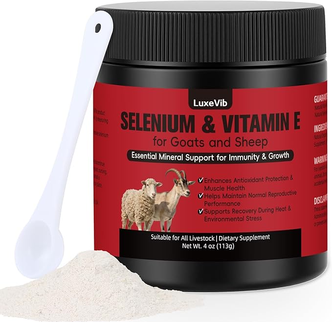 E and S Livestock Vitality Formula | Selenium for Goats Sheep &amp All Livestock | Nutrient Support Powder for Energy Balance and Mobility | Feed Mix Additive for Healthy Growth 4 oz(113 g)
