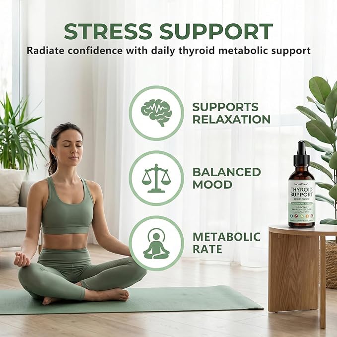 InnerFresh Thyroid Support Drops Inner Fresh Thyroid Support Liquid Drops for Women Hormone Balance &amp Healthy Metabolism Support with Selenium Zinc Iodine L-Tyrosine &amp Ashwagandha (1)