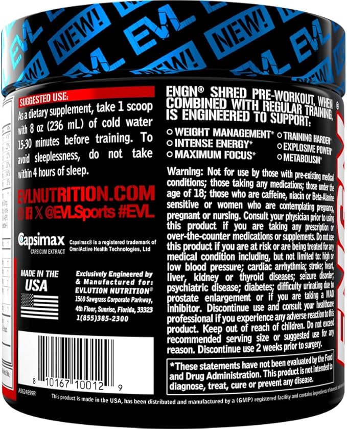 Evlution ENGN Shred Ultimate Pre Workout Powder (Cherry Lime 30 Servings) Plus L-Arginine and L-Citrulline Nitric Oxide Complex (Unflavored 75 Servings)